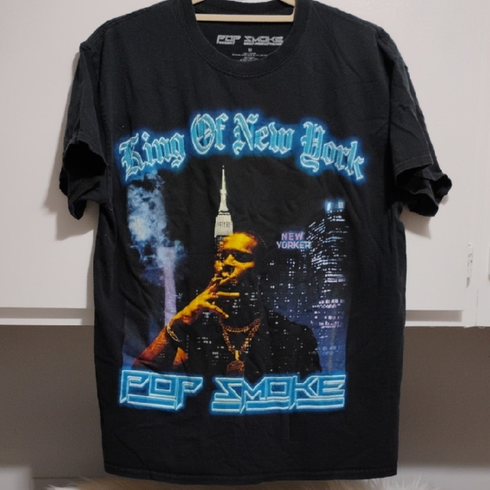 (X2) Pop Smoke King Of New York Official Black Graphic Tee Shirt Sz.M